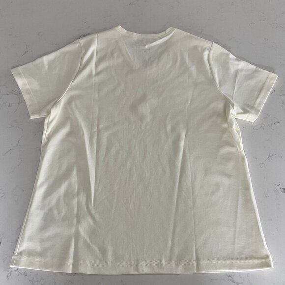 L.L. Bean Casual SS V Neck 100% Cotton Neutral T Shirt Top Cream Sz M NWOT - Picture 6 of 10